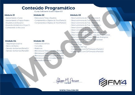 Modelo do verso do certificado, com o conteúdo programático