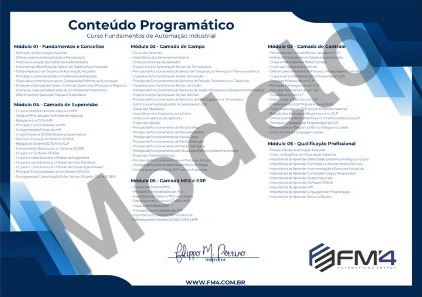 Modelo do verso do certificado, com o conteúdo programático